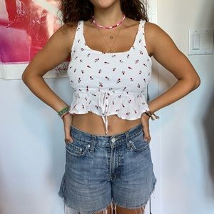 White Floral Crop Top from Urban Outfitters